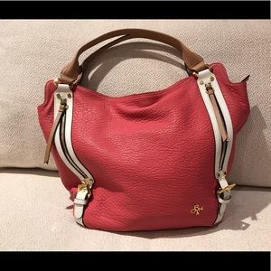 orYANY Lamb Leather Tote—Lauren Mineral Red